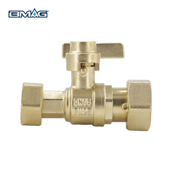 BW L07C L SS Brass Lockable Valve Both Swivel Nut Ends With Long Handle 02