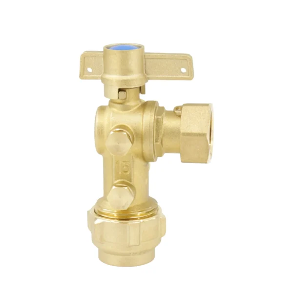BW L02A DR Brass Lockable Angle Ball Valve With PE Pipe Fitting 2